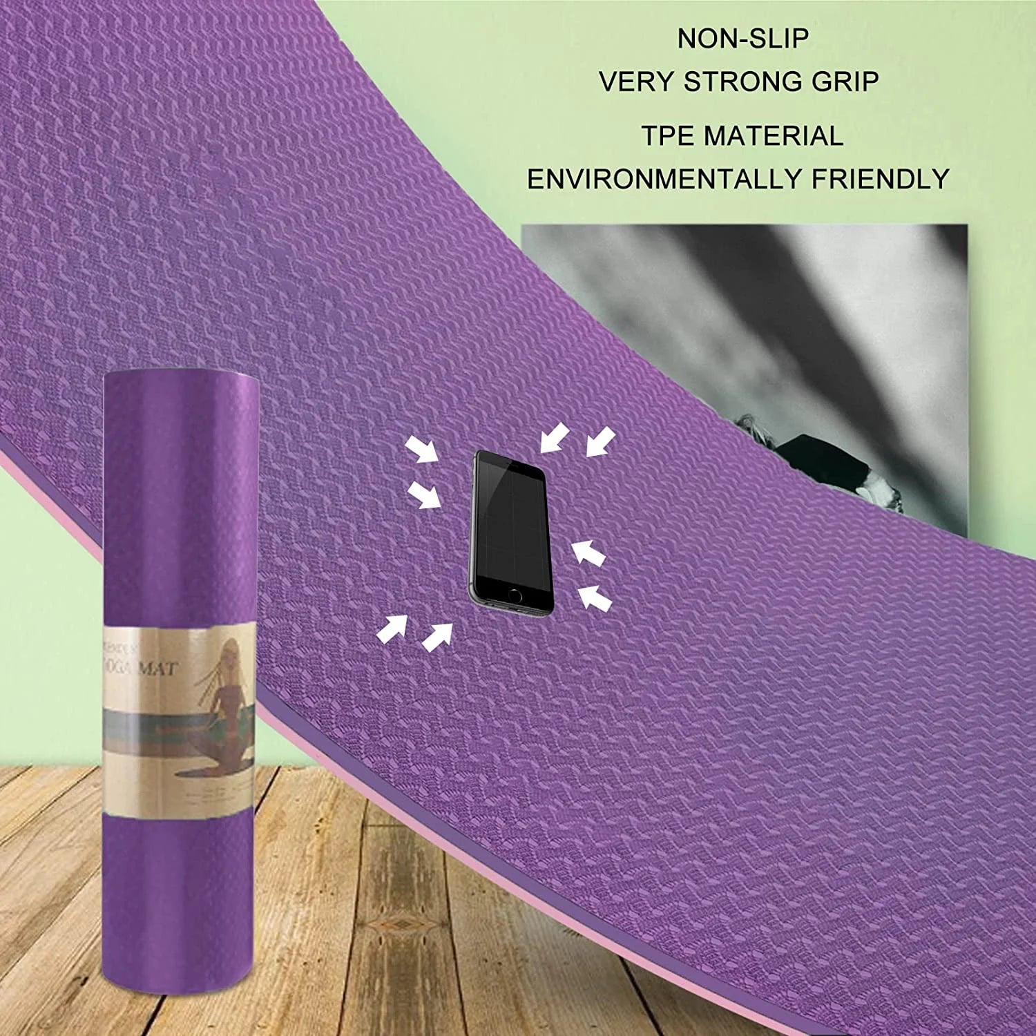 COCOBELA Yoga Mat 72 X 24'' Exercise Mats 8Mm TPE Non-Slip Extra Thick High-Density Eco Friendly for Yoga Workout Pilates Yoga Mats for Women Men