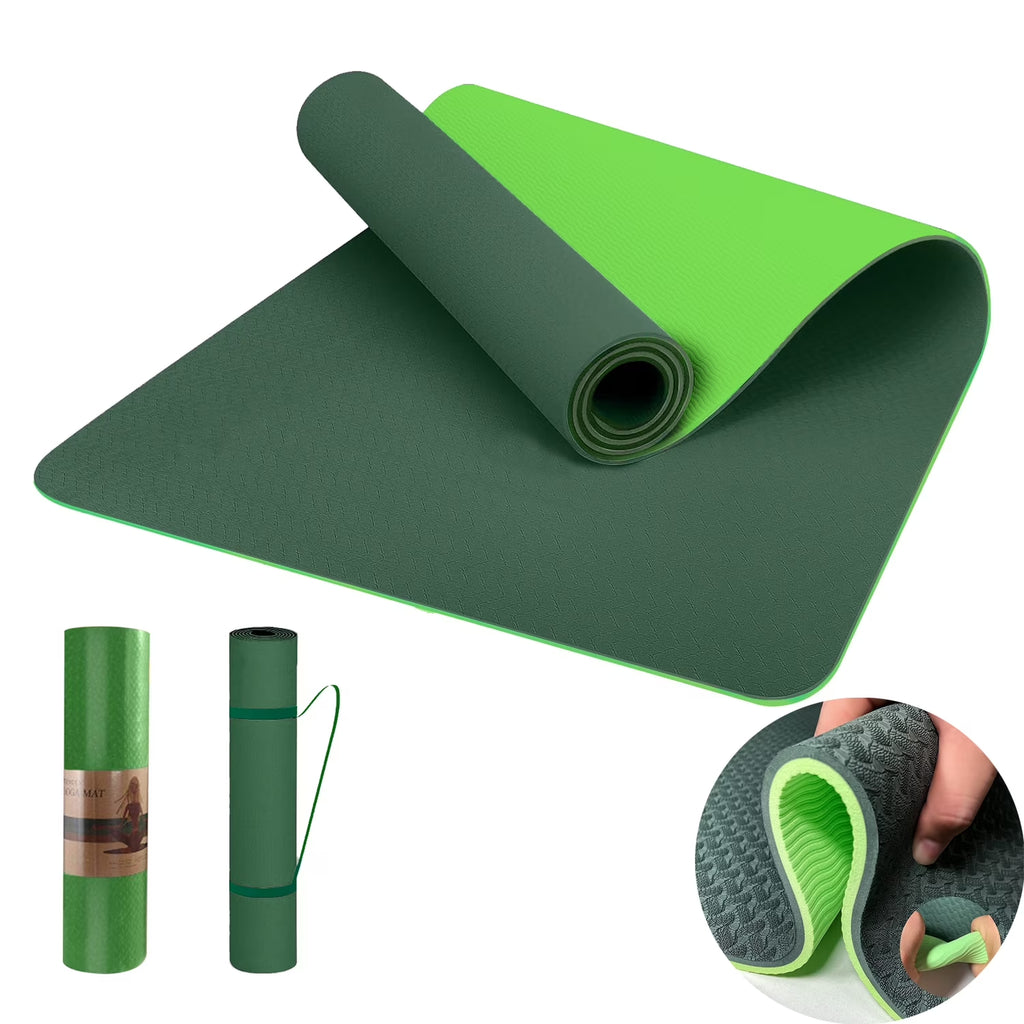 COCOBELA Yoga Mat 72 X 24'' Exercise Mats 8Mm TPE Non-Slip Extra Thick High-Density Eco Friendly for Yoga Workout Pilates Yoga Mats for Women & Men