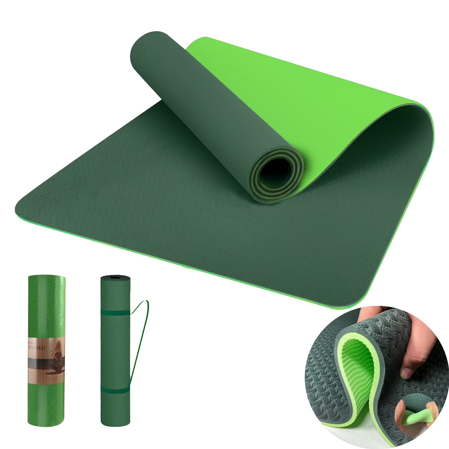 COCOBELA Yoga Mat 72 X 24'' Exercise Mats 8Mm TPE Non-Slip Extra Thick High-Density Eco Friendly for Yoga Workout Pilates Yoga Mats for Women & Men