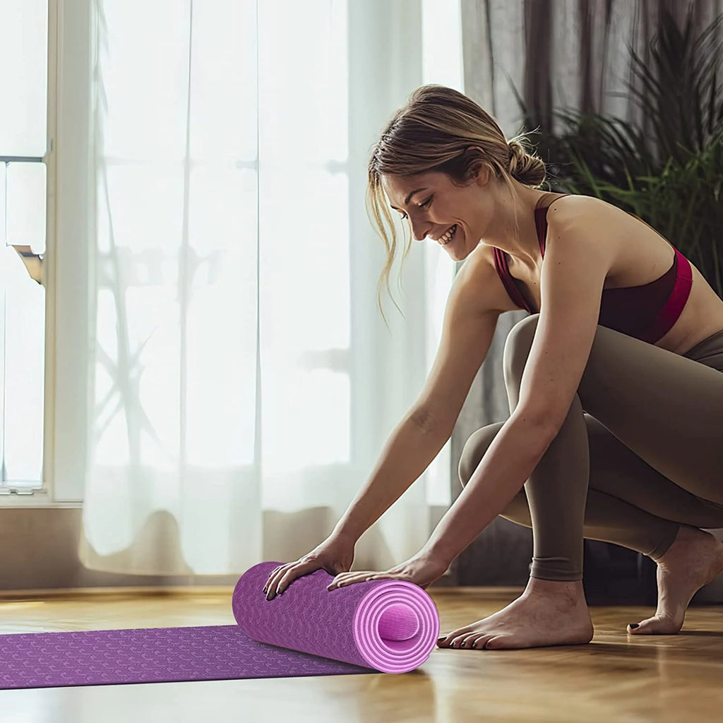 COCOBELA Yoga Mat 72 X 24'' Exercise Mats 8Mm TPE Non-Slip Extra Thick High-Density Eco Friendly for Yoga Workout Pilates Yoga Mats for Women Men