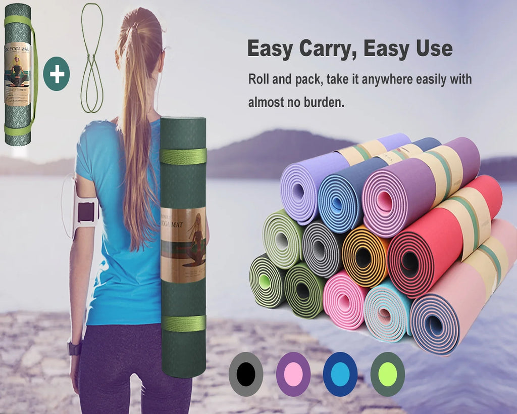 COCOBELA Yoga Mat 72 X 24'' Exercise Mats 8Mm TPE Non-Slip Extra Thick High-Density Eco Friendly for Yoga Workout Pilates Yoga Mats for Women & Men