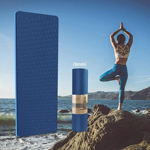 COCOBELA Yoga Mat 72 X 24'' Exercise Mats 8Mm TPE Non-Slip Extra Thick High-Density Eco Friendly for Yoga Workout Pilates Yoga Mats for Women Men