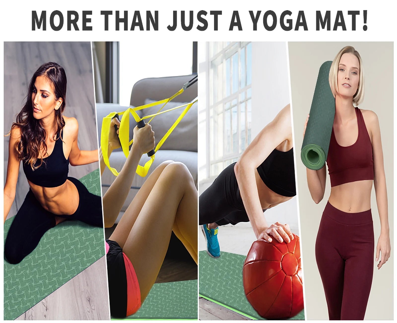 COCOBELA Yoga Mat 72 X 24'' Exercise Mats 8Mm TPE Non-Slip Extra Thick High-Density Eco Friendly for Yoga Workout Pilates Yoga Mats for Women & Men