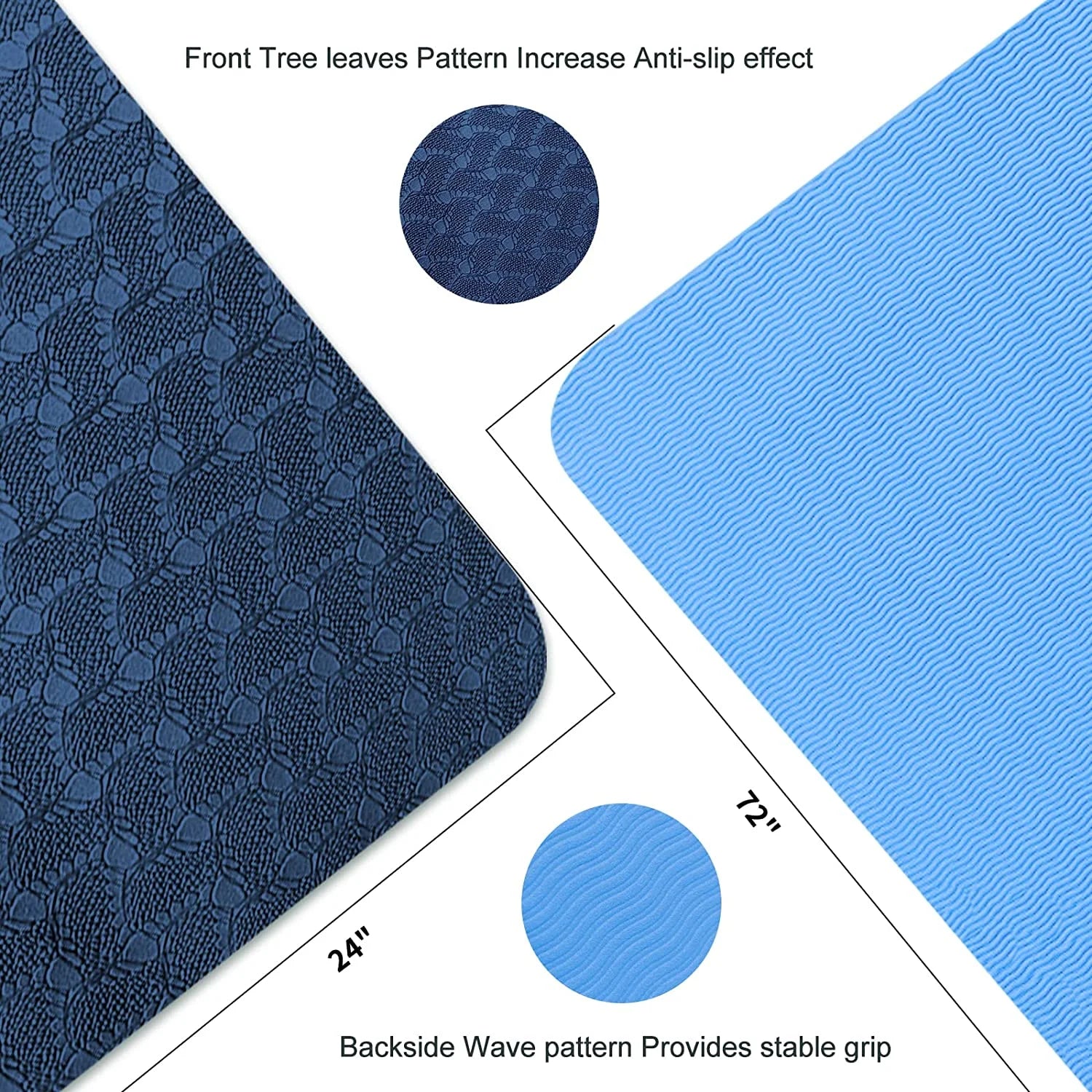 COCOBELA Yoga Mat 72 X 24'' Exercise Mats 8Mm TPE Non-Slip Extra Thick High-Density Eco Friendly for Yoga Workout Pilates Yoga Mats for Women Men